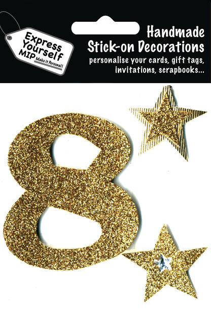 Gold Large Number 8 DIY Greeting Card Toppers