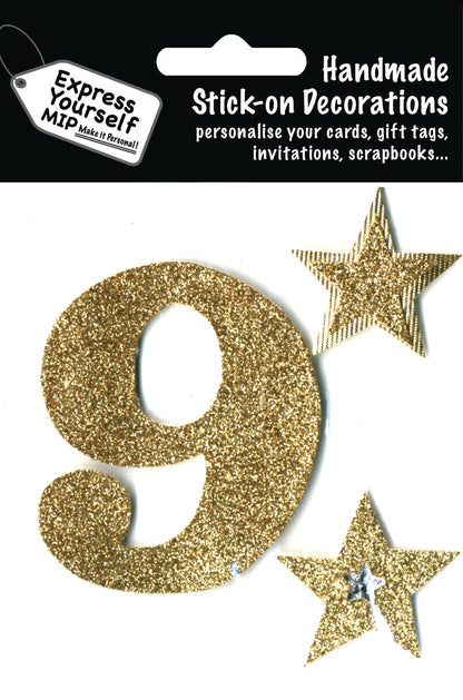 Gold Large Number 9 DIY Greeting Card Toppers