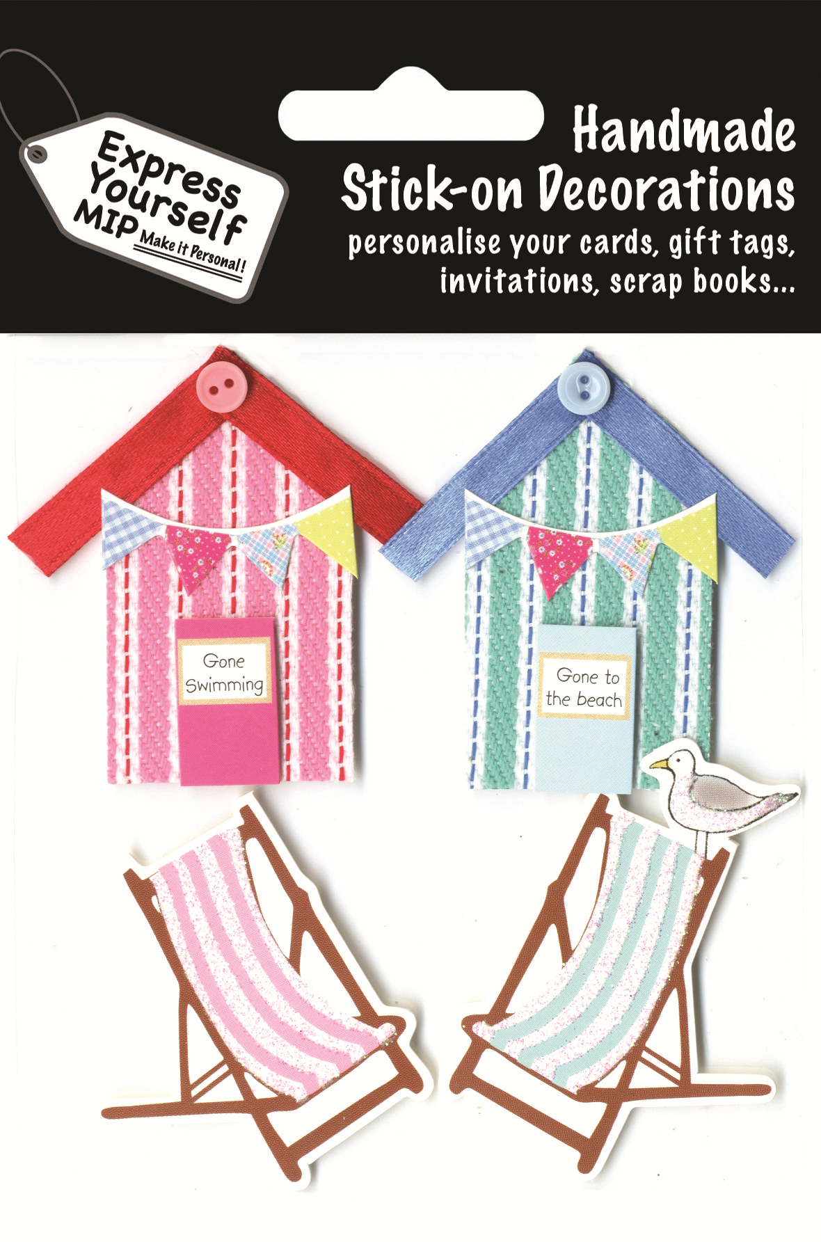 Beach Huts Deck Chairs DIY Greeting Card Toppers