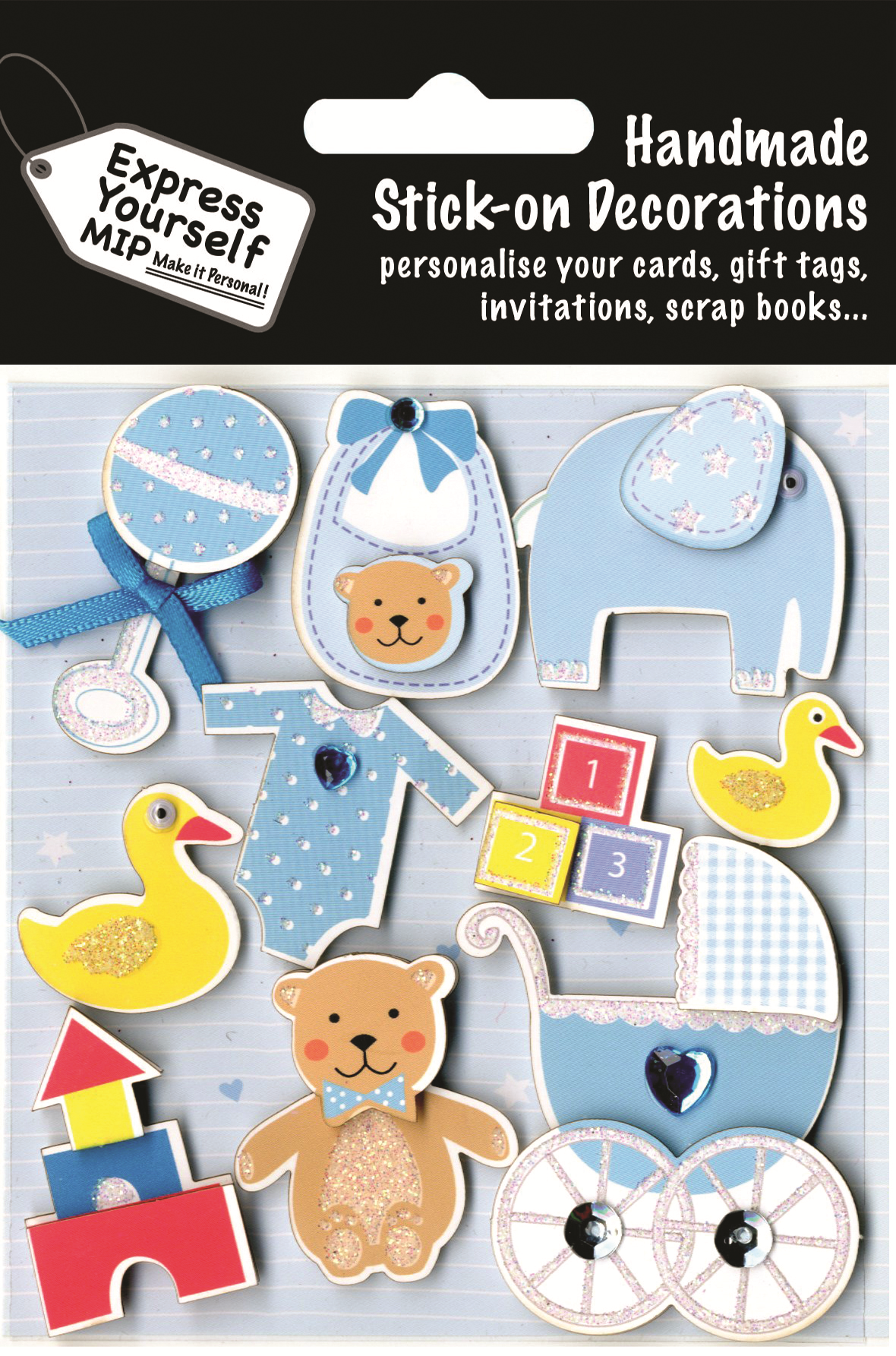 Blue Baby Boy DIY Greeting Card Toppers