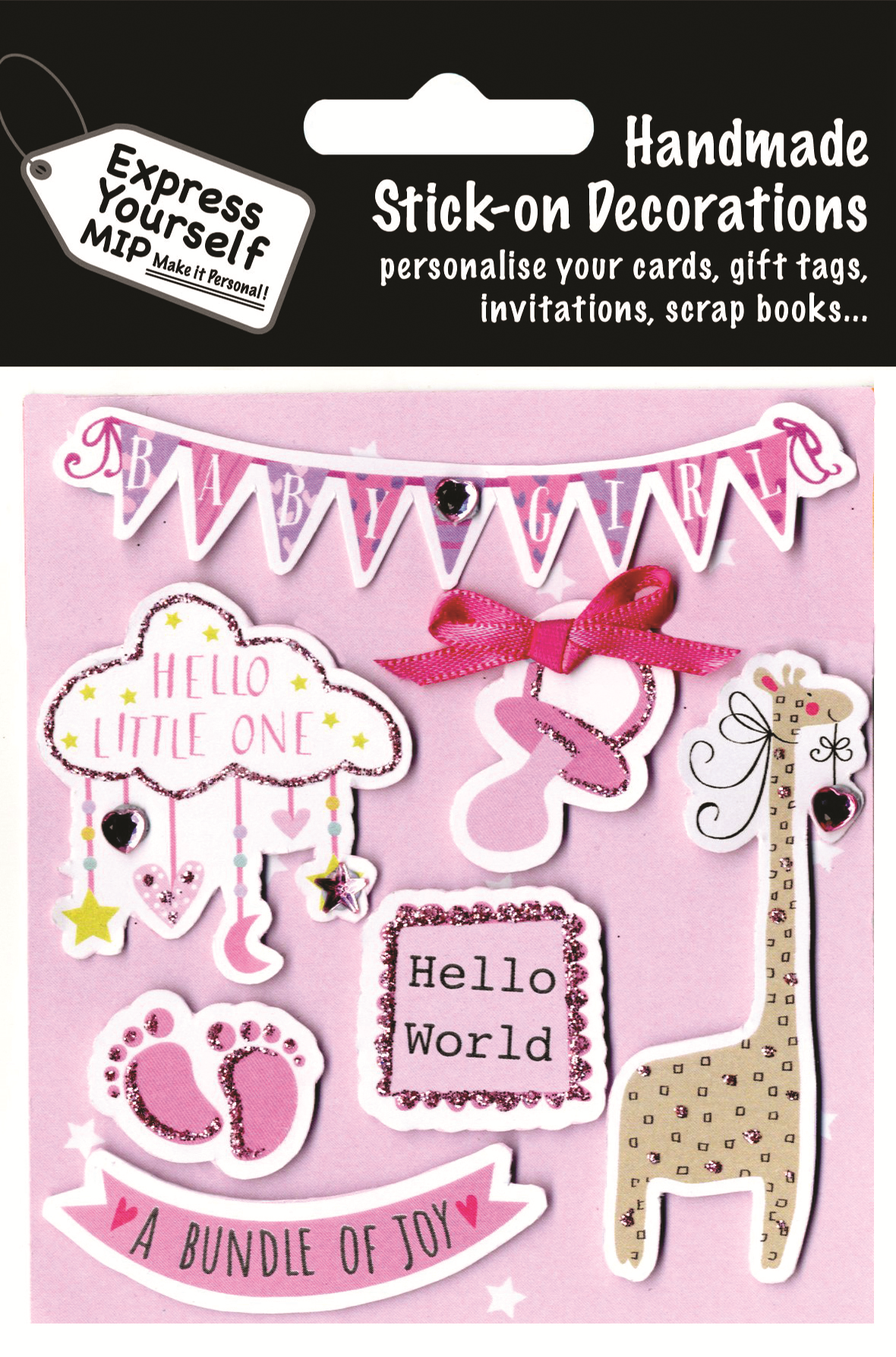 Pink Baby Girl DIY Greeting Card Toppers