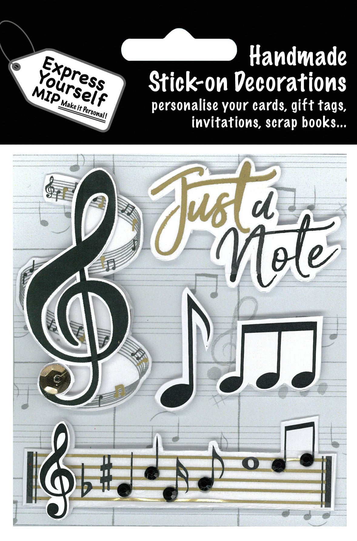 Just A Note Musical Note DIY Greeting Card Toppers