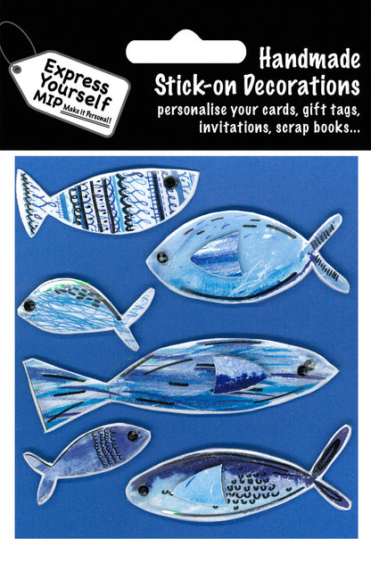 Blue Foil Finished Fish DIY Greeting Card Toppers