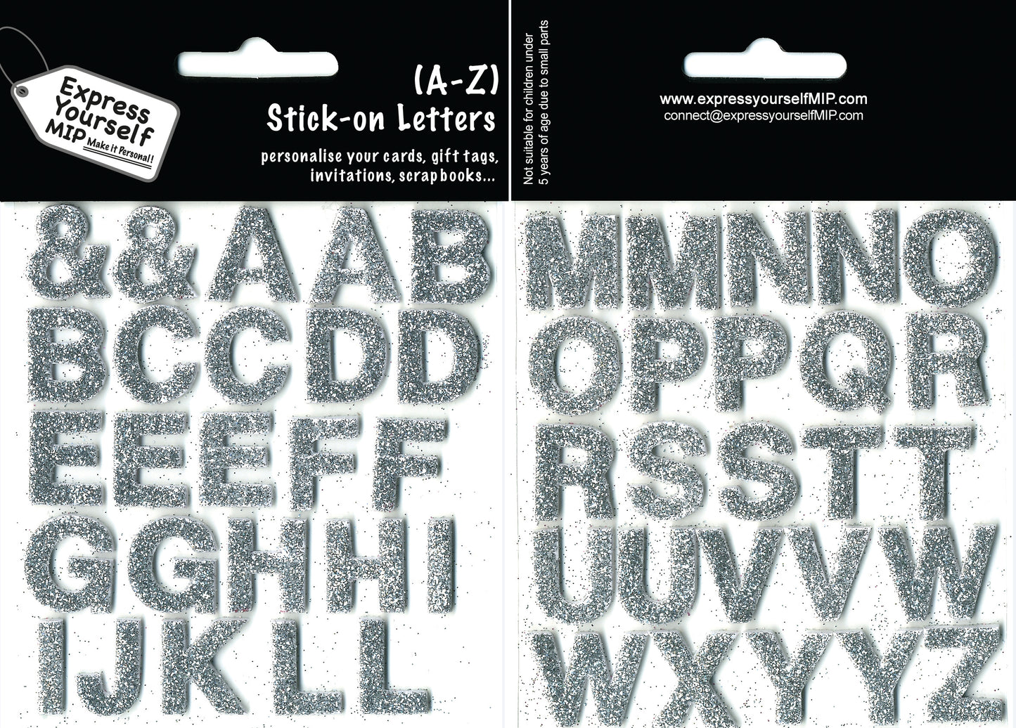 A-Z Silver Complete Alphabet Letters DIY Card Toppers