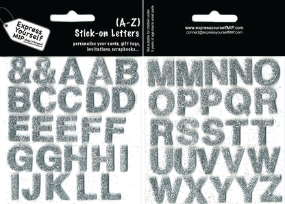 A-Z Silver Complete Alphabet Letters DIY Card Toppers