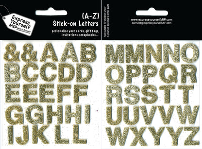 A-Z Gold Complete Alphabet Letters DIY Card Toppers