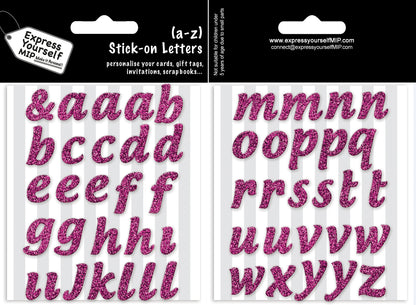 a-z Pink Alphabet Lower Case Letters DIY Card Toppers