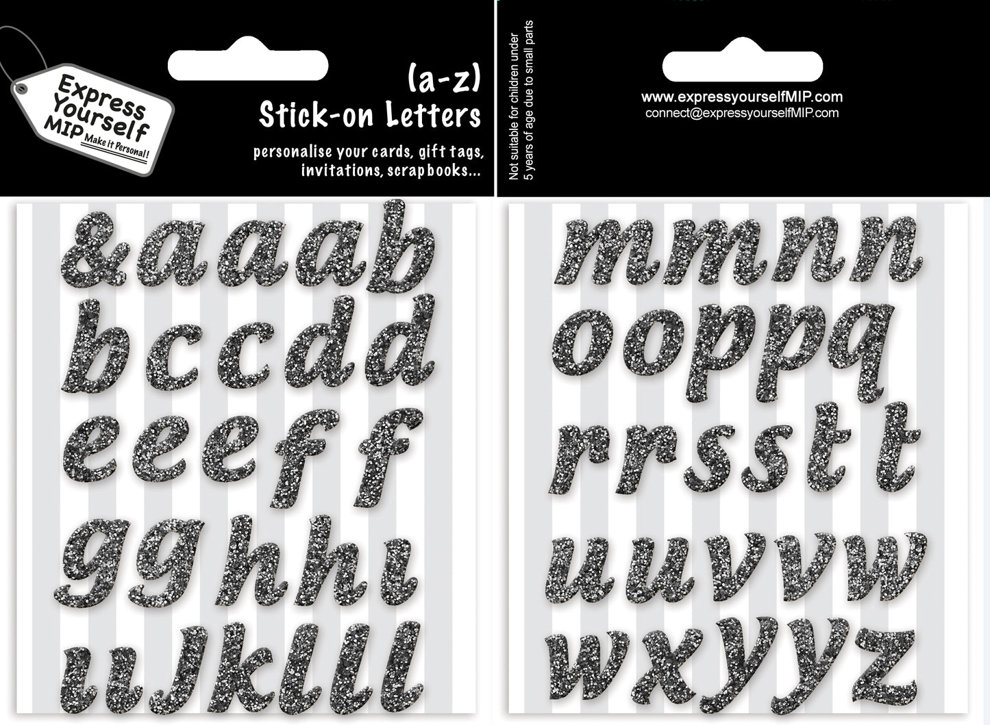 a-z Silver Alphabet Lower Case Letters DIY Card Toppers