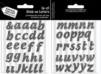 a-z Silver Alphabet Lower Case Letters DIY Card Toppers