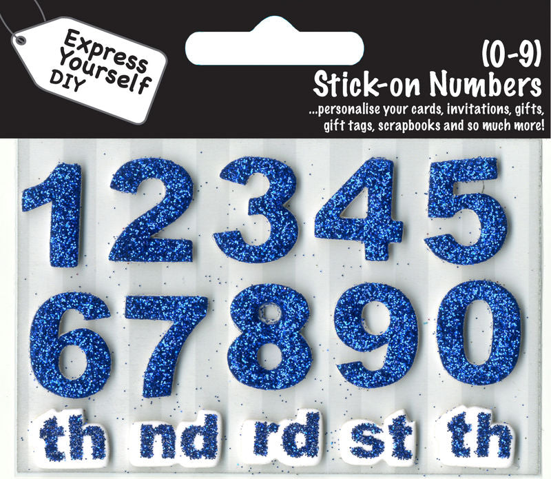 Numbers 0-9 Blue DIY Greeting Card Toppers
