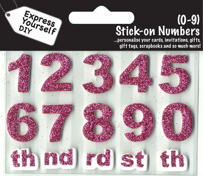 Numbers 0-9 Pink DIY Greeting Card Toppers