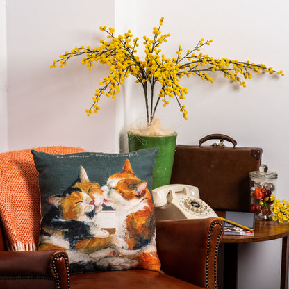Little Dog Laughed Moggie Cats Showing Affection Cushion Gift