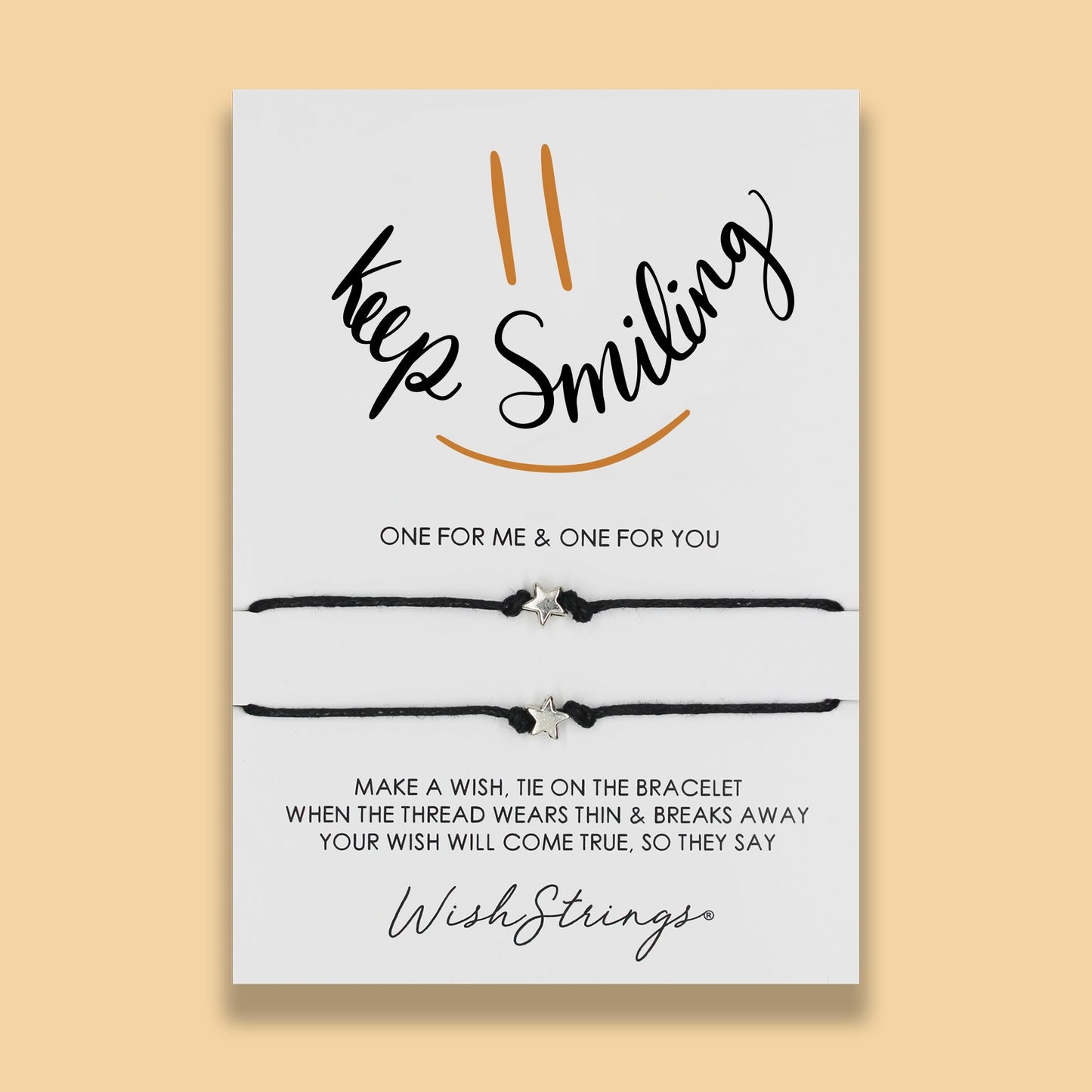 Keep Smiling Wish String Bracelet Duo With Charms