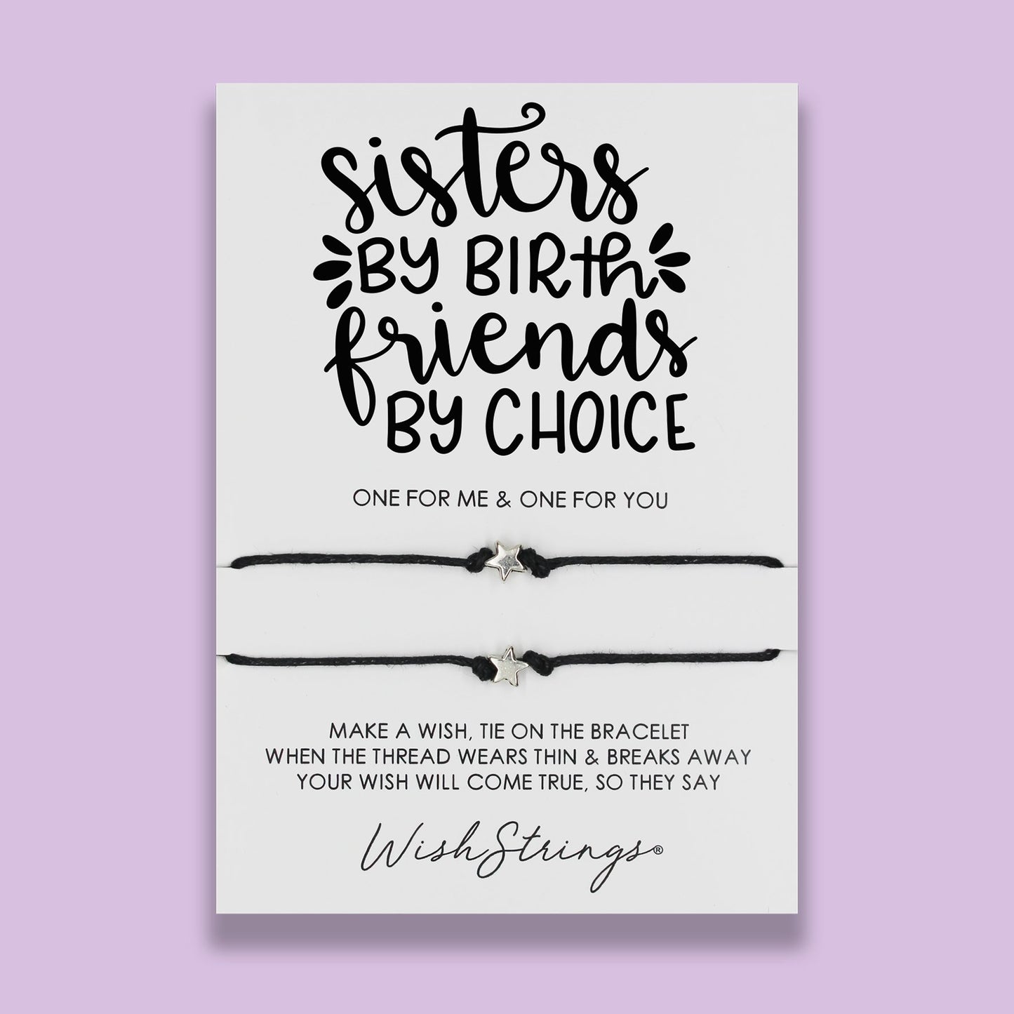 Sisters By Birth Friends Wish String Bracelet Duo With Charms