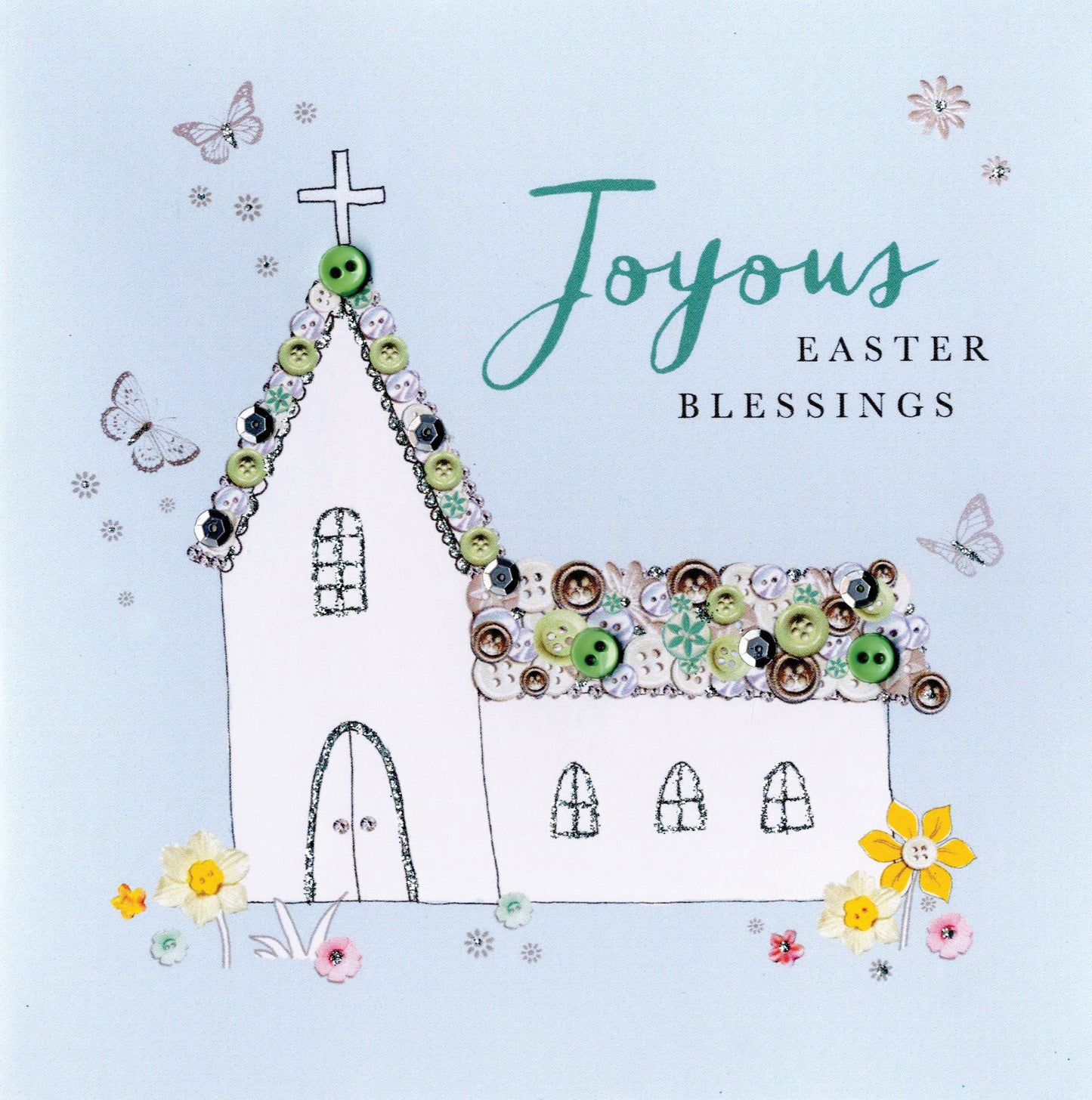 Joyous Easter Blessings Greeting Card Buttoned Up