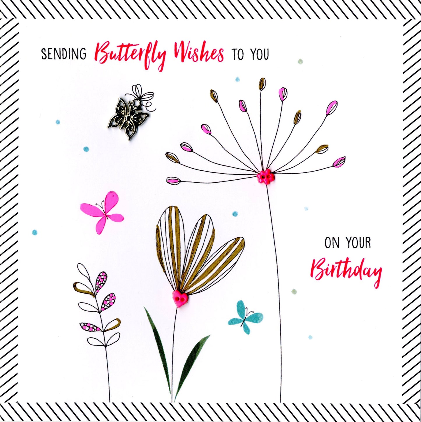 Hand-Finished Butterfly Wishes Birthday Greeting Card