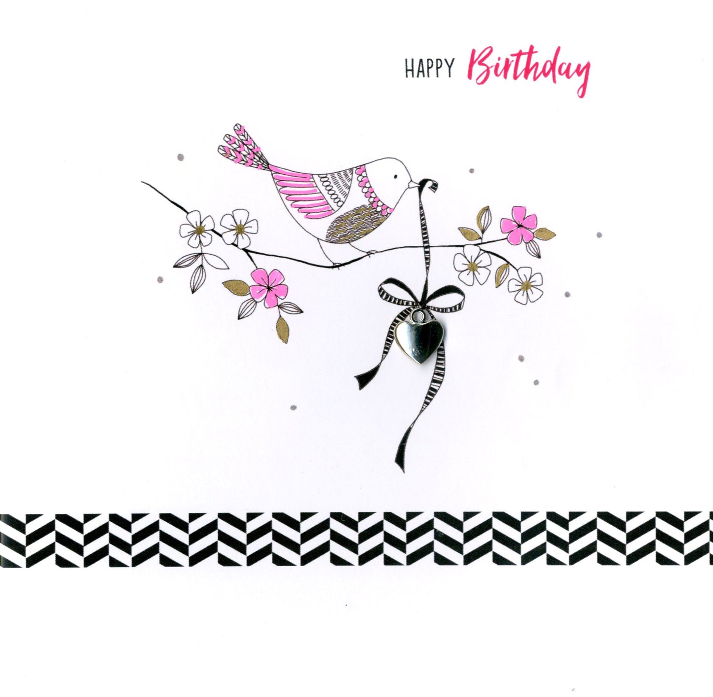 Hand-Finished Bird With Heart Birthday Greeting Card