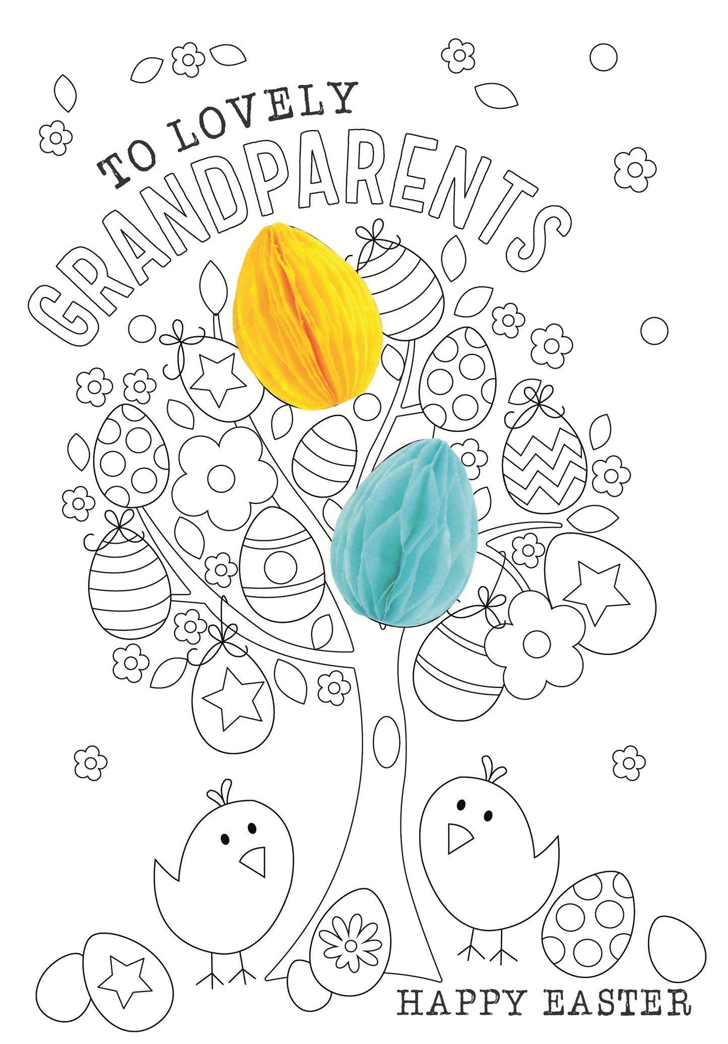 Lovely Grandparents Colour-Me-In Easter Activity Card With Honeycomb
