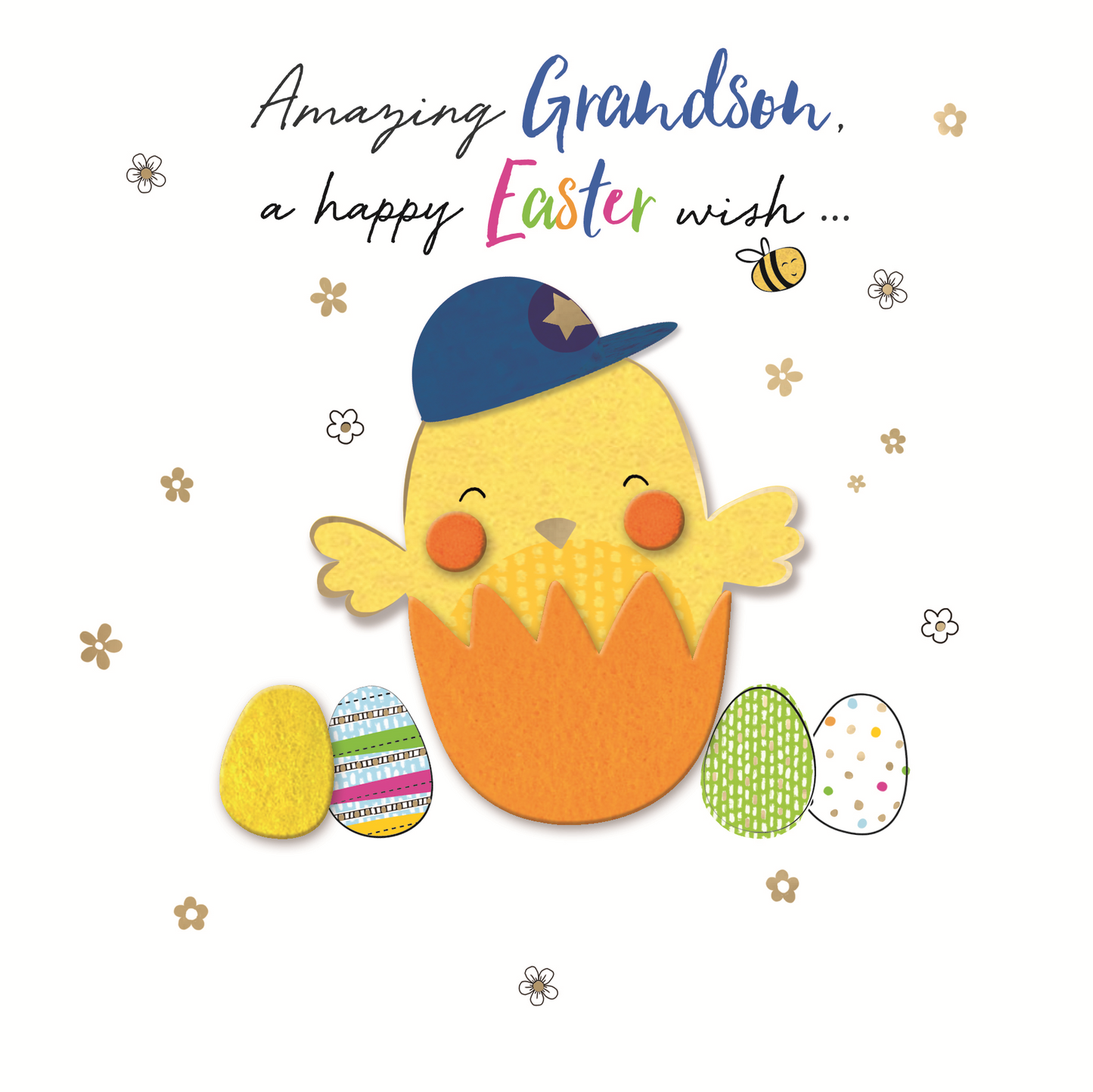 Grandson Easter Chick Hand-Finished Easter Greeting Card