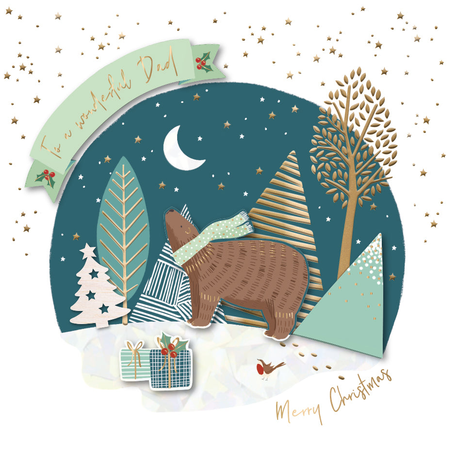 To A Wonderful Dad Embellished Christmas Greeting Card