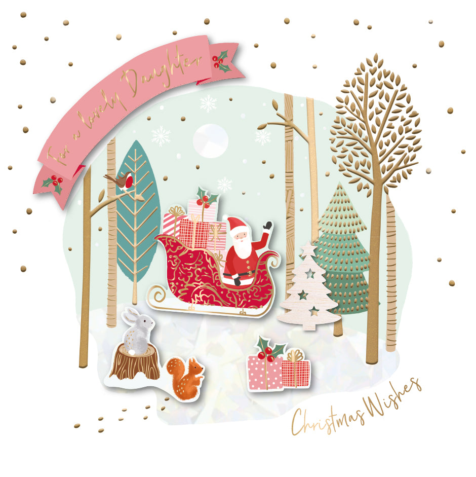 For A Lovely Daughter Embellished Christmas Greeting Card