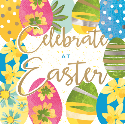 Celebrate At Easter Colourful Eggs Easter Greeting Card