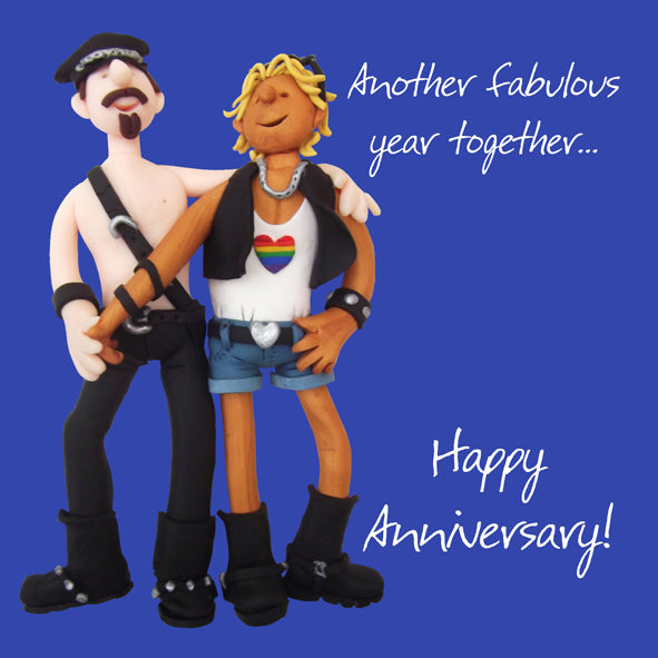 Male Couple Happy Anniversary Greeting Card One Lump or Two