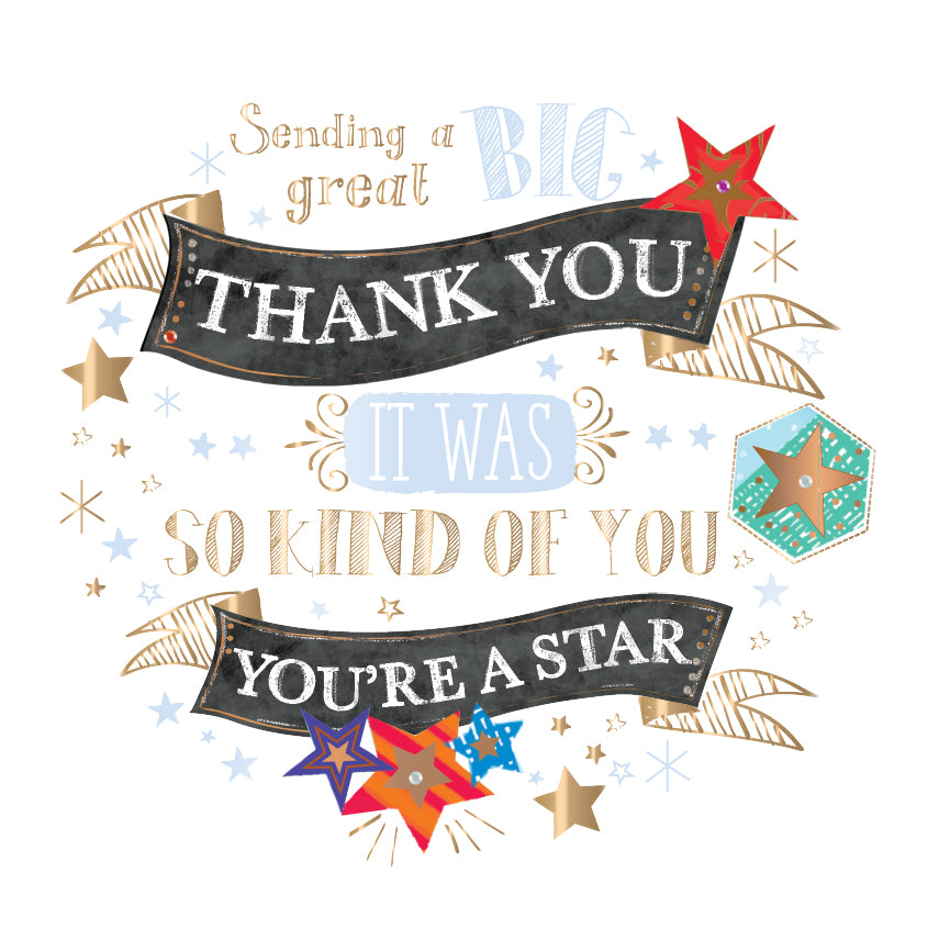 Thank You Handmade Embellished Greeting Card