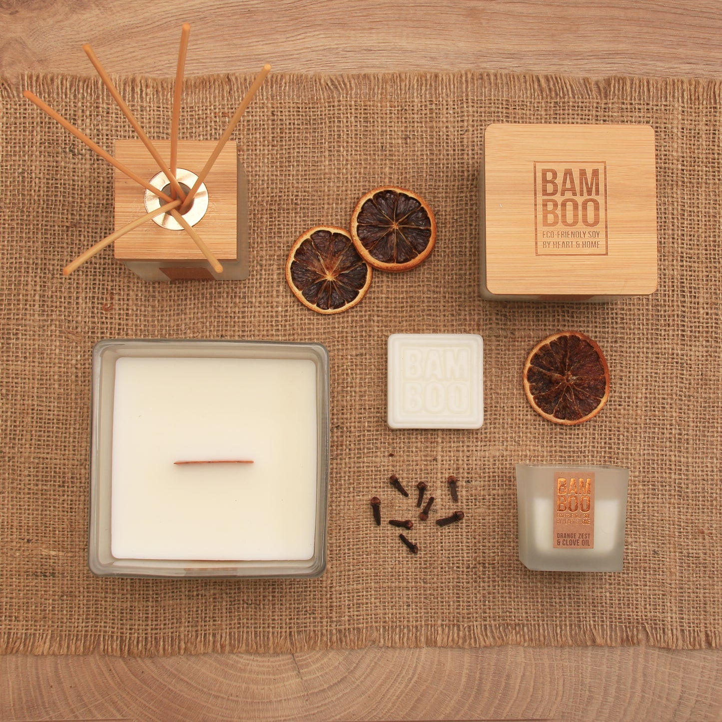 Heart & Home Bamboo Orange Zest & Clove Oil Centrepiece Candle