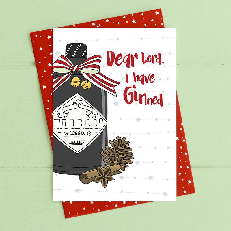 Dear Lord I Have Ginned Christmas Card Gin-gle Bells Collection