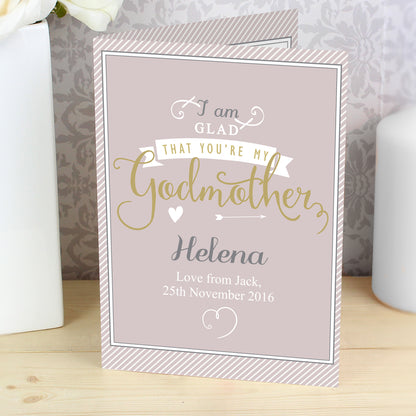 Personalised I Am Glad... Godmother Card Add Any Name - Personalise It!