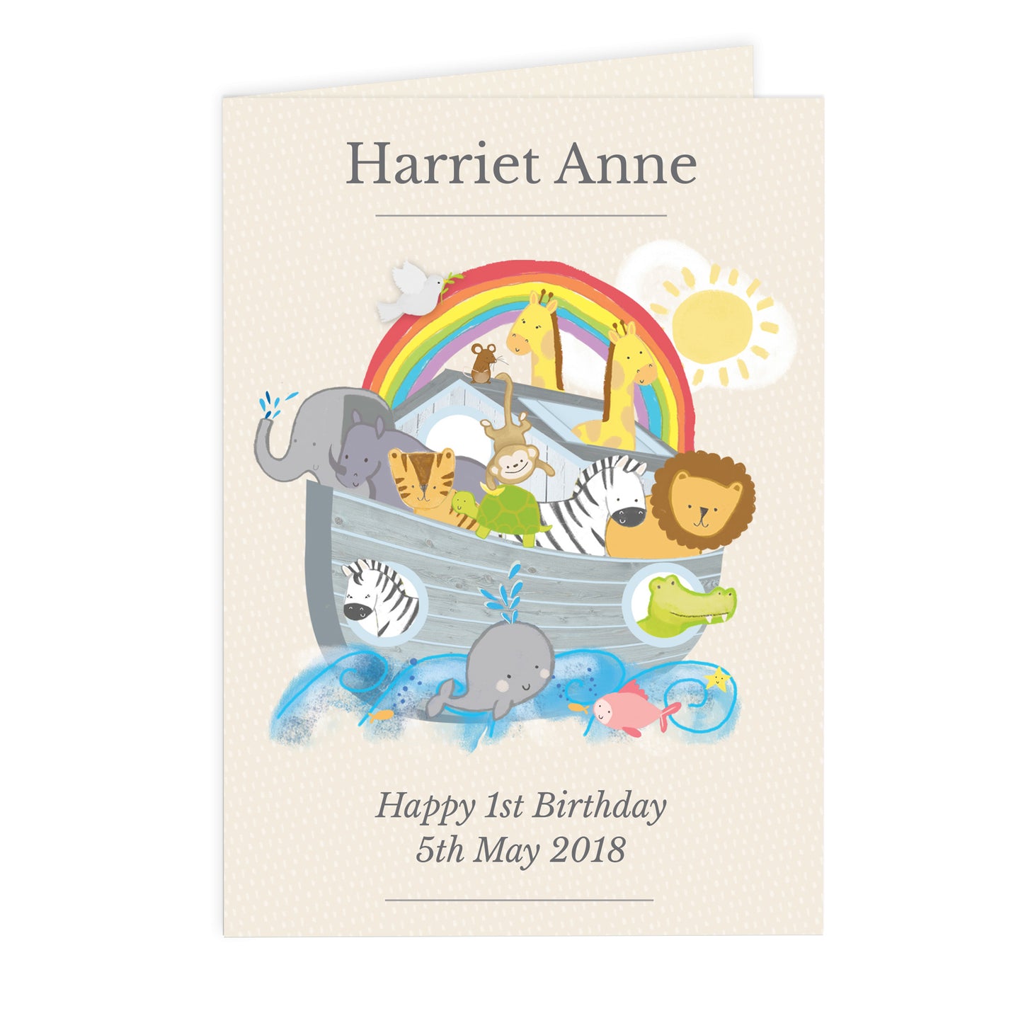 Personalised Noah's Ark Card Add Any Name - Personalise It!