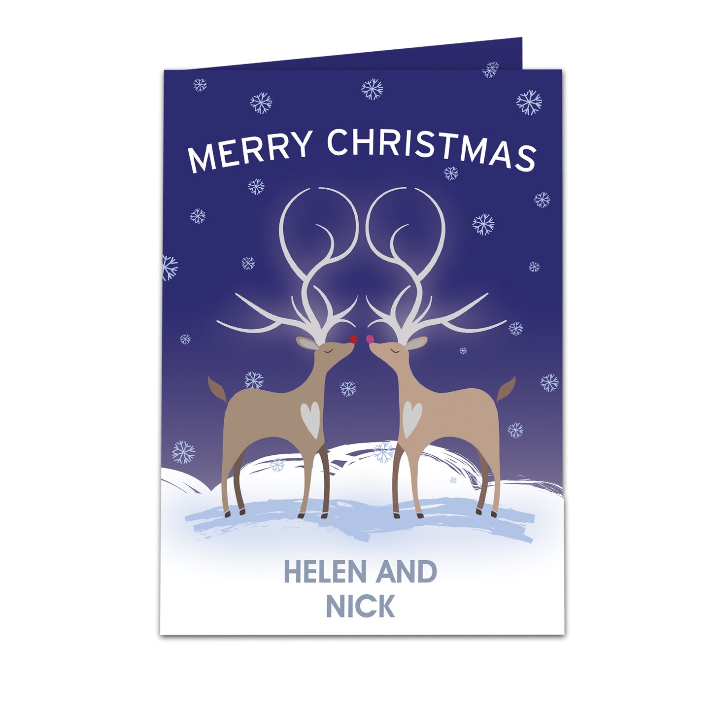 Personalised Reindeer Couple Card Add Any Name - Personalise It!