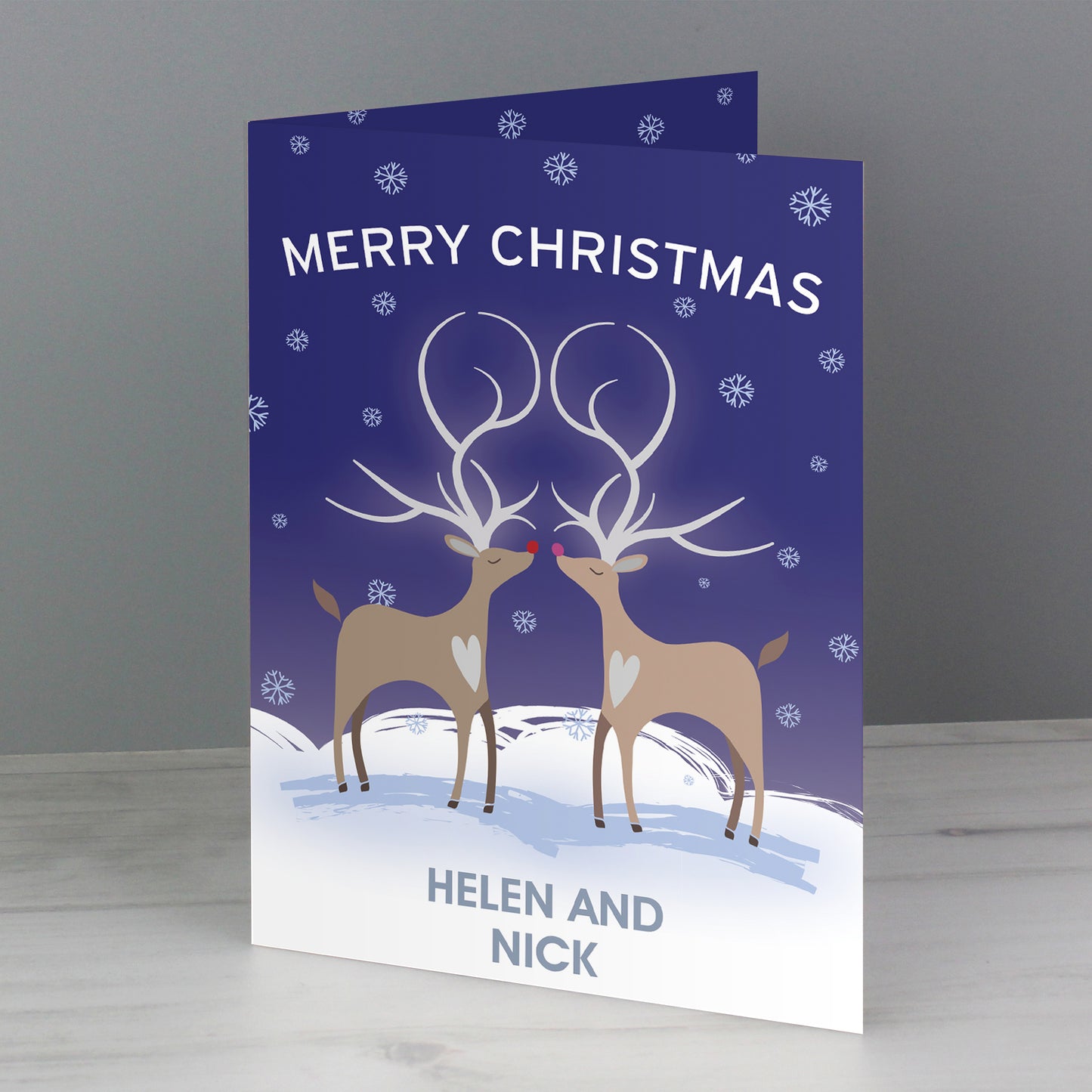 Personalised Reindeer Couple Card Add Any Name - Personalise It!