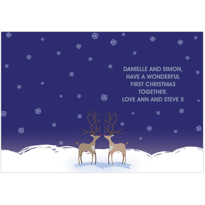 Personalised Reindeer Couple Card Add Any Name - Personalise It!
