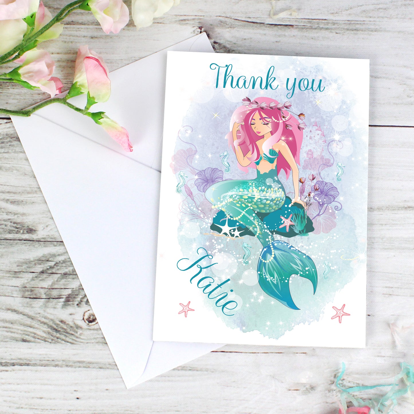 Personalised Mermaid Card Add Any Name - Personalise It!