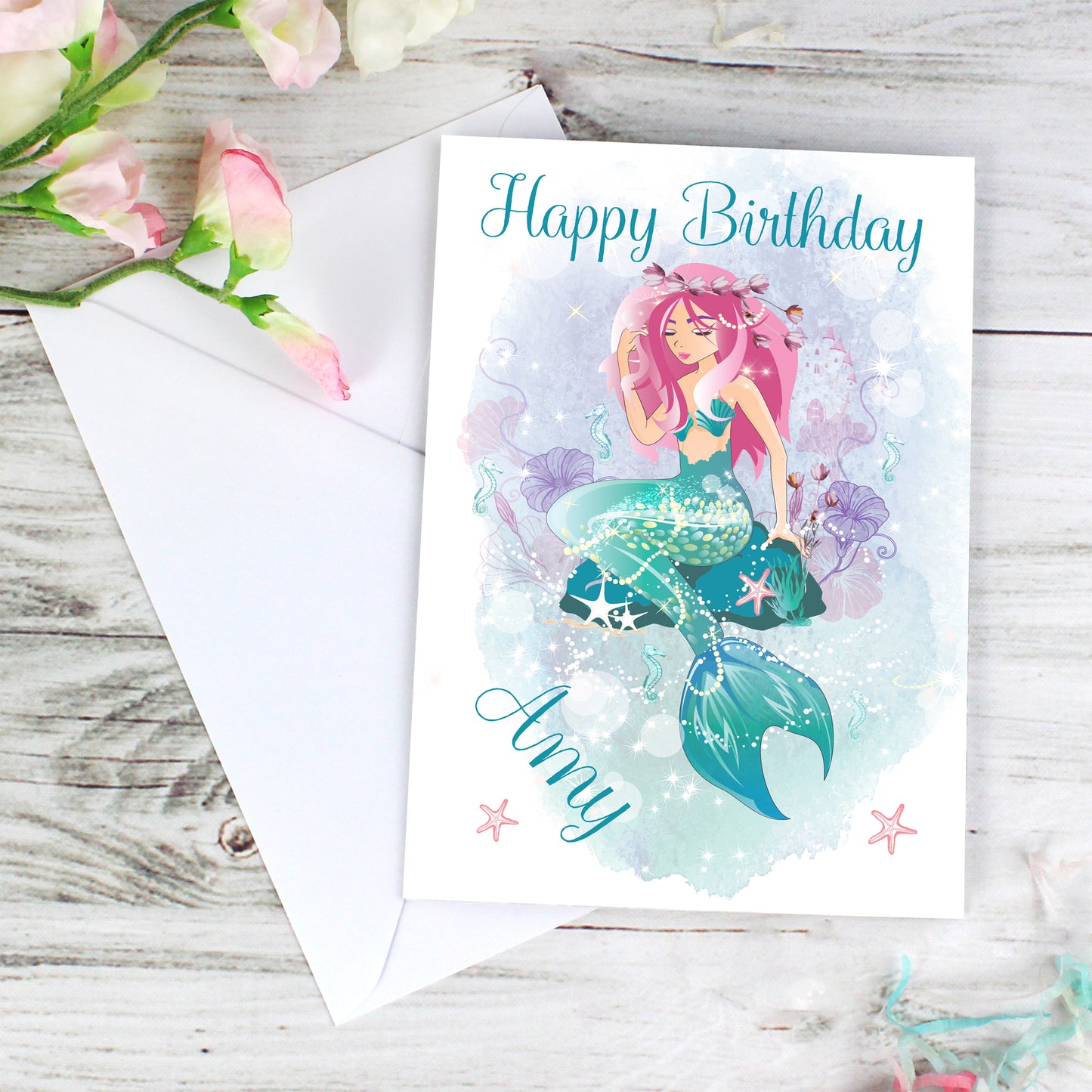 Personalised Mermaid Card Add Any Name - Personalise It!