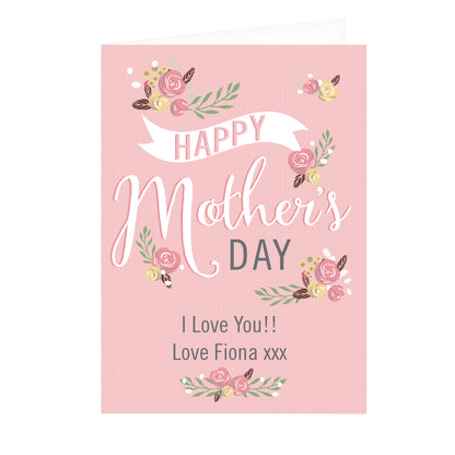 Personalised Floral Bouquet Mother's Day Card Add Any Name - Personalise It!