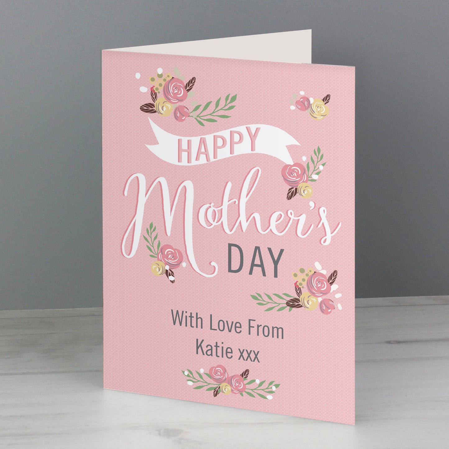Personalised Floral Bouquet Mother's Day Card Add Any Name - Personalise It!