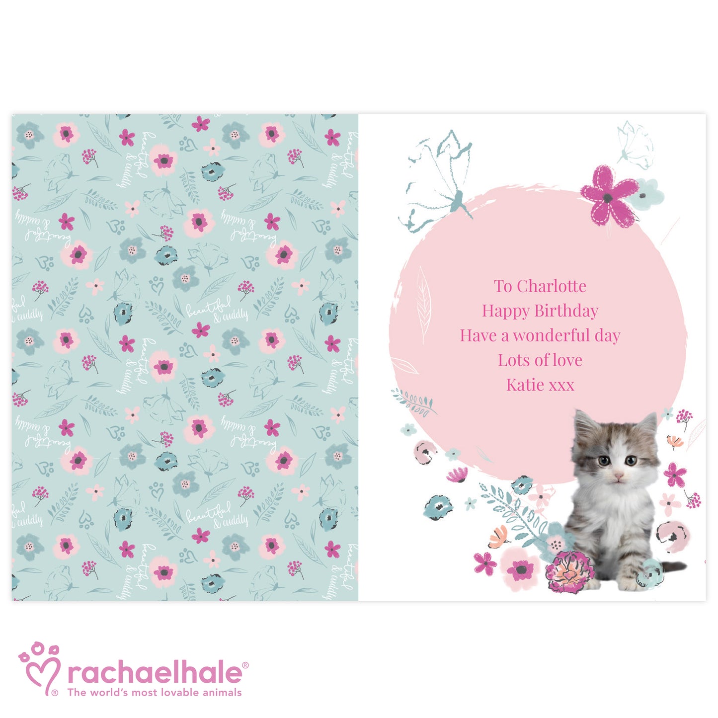 Personalised Rachael Hale Cute Kitten Card Add Any Name - Personalise It!