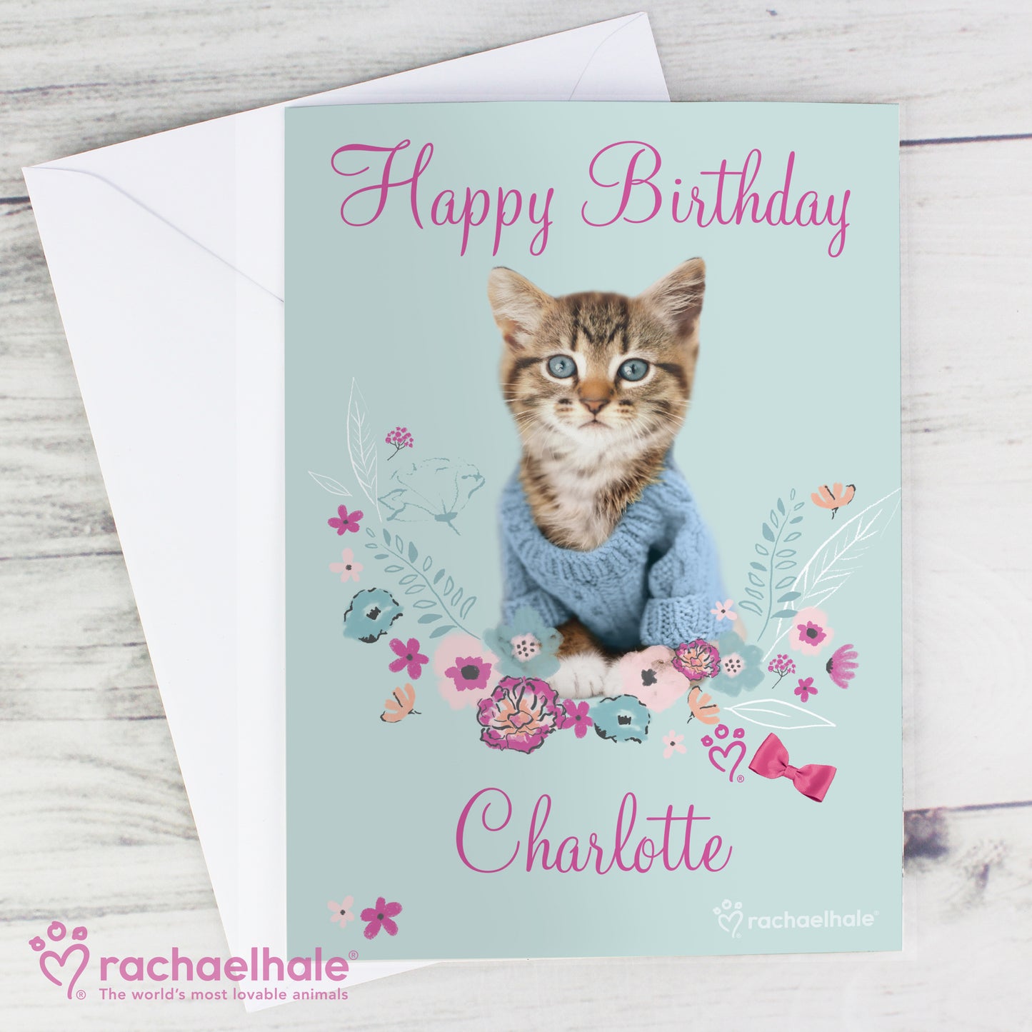 Personalised Rachael Hale Cute Kitten Card Add Any Name - Personalise It!