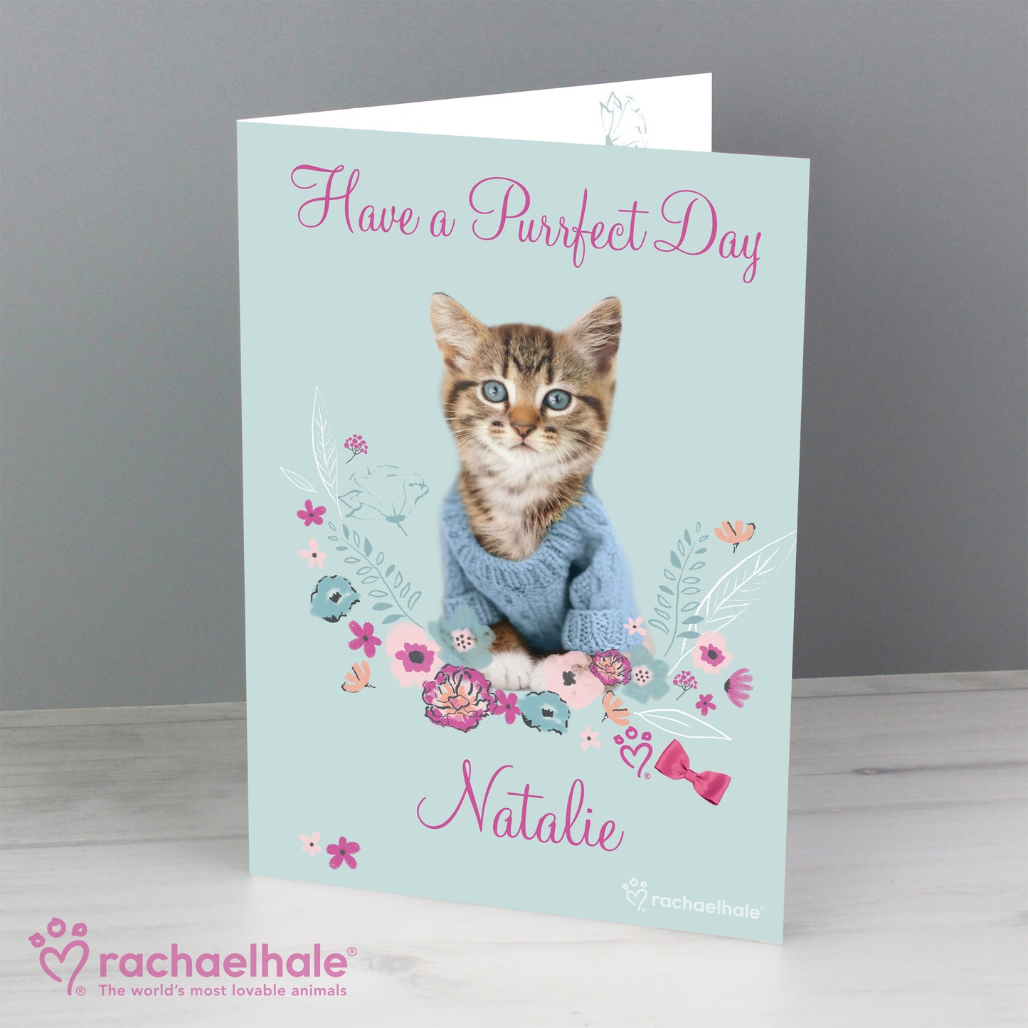 Personalised Rachael Hale Cute Kitten Card Add Any Name - Personalise It!
