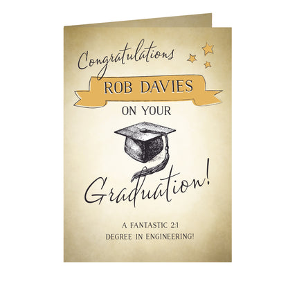 Personalised Gold Star Graduation Card Add Any Name - Personalise It!
