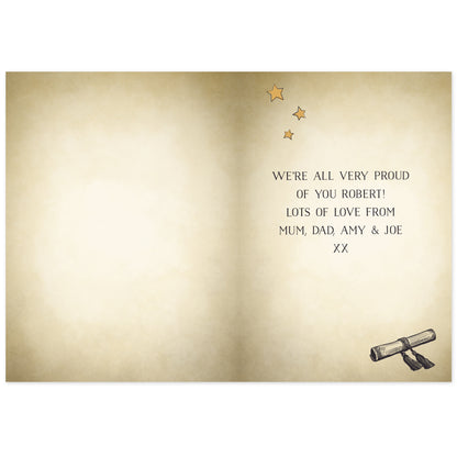 Personalised Gold Star Graduation Card Add Any Name - Personalise It!