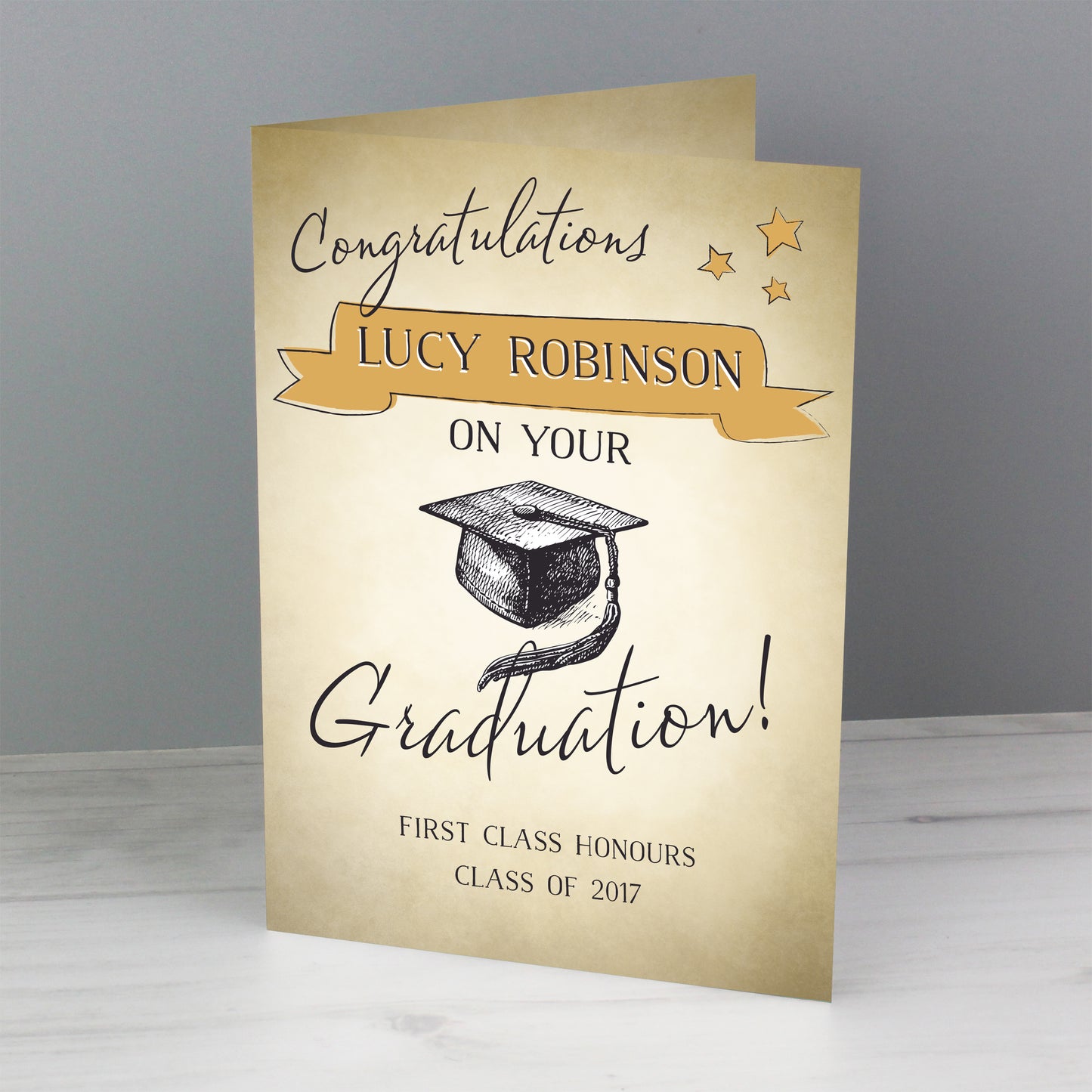Personalised Gold Star Graduation Card Add Any Name - Personalise It!