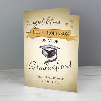 Personalised Gold Star Graduation Card Add Any Name - Personalise It!