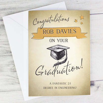 Personalised Gold Star Graduation Card Add Any Name - Personalise It!