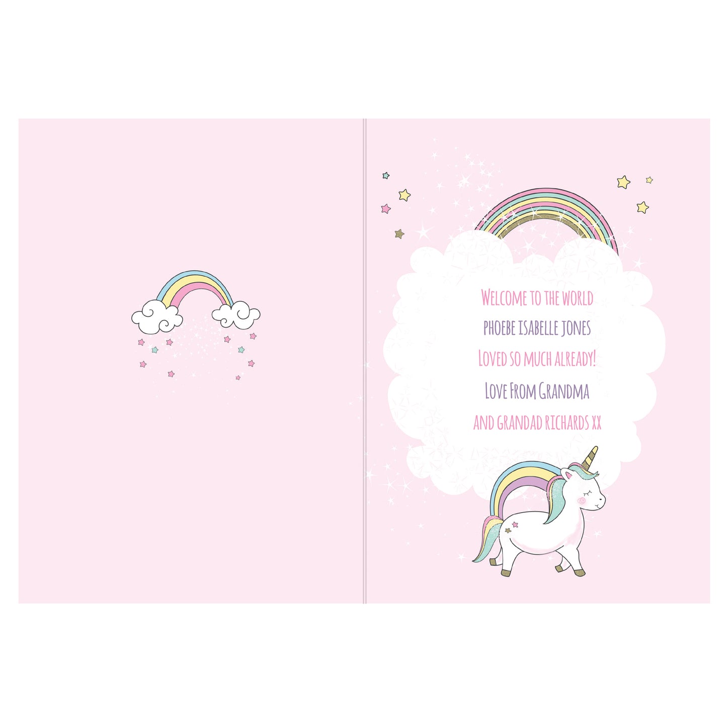 Personalised Baby Unicorn Card Add Any Name - Personalise It!