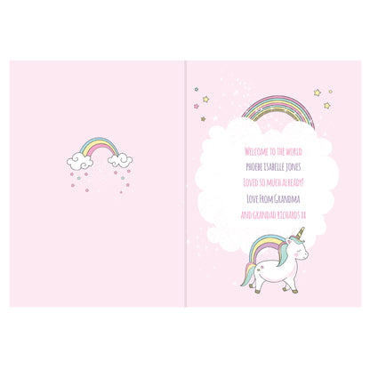 Personalised Baby Unicorn Card Add Any Name - Personalise It!