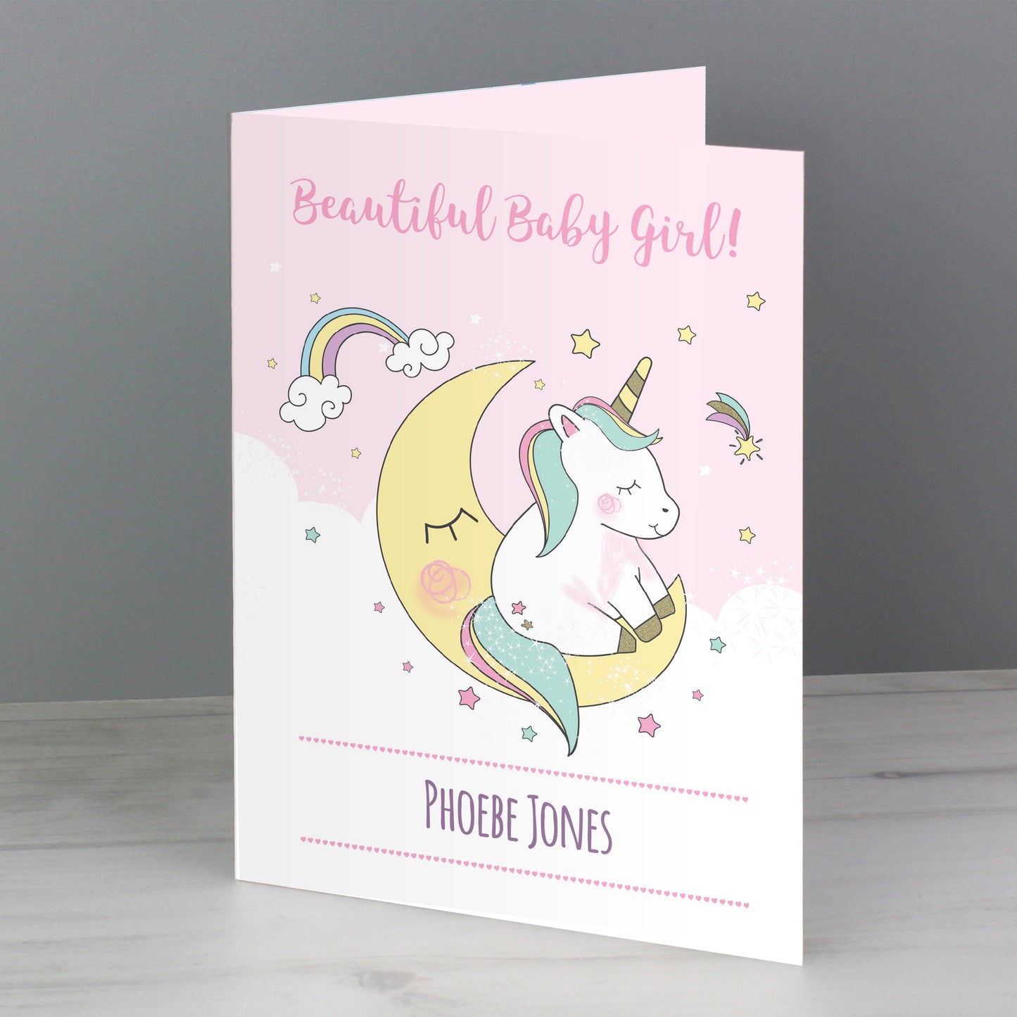 Personalised Baby Unicorn Card Add Any Name - Personalise It!
